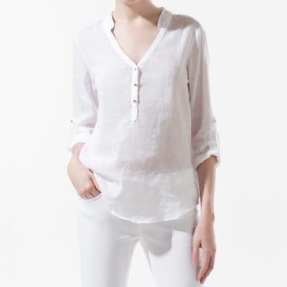 ZARA BLOUSE WITH GOLD DETAILS - Picture 1 of 4